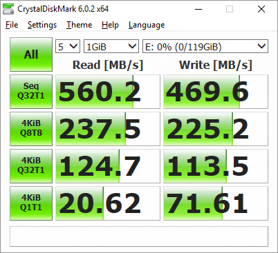 Silicon Power A55 128 GB, CrystakDiskMark, Asus H81M-Plus.png