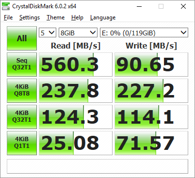 Silicon Power A55 128 GB, CrystakDiskMark 8GiB, Asus H81M-Plus.png
